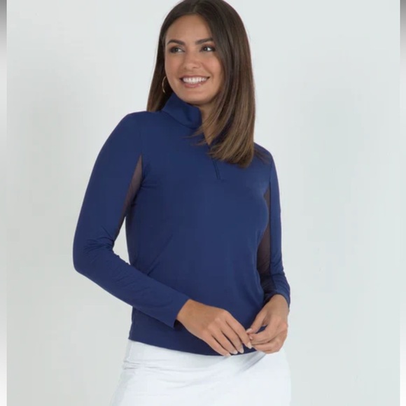 IBKÜL 1/4 Zip Pullover Athletic Quick Dry Top Mesh Sleeves UPF 50 in Blue XS - Picture 1 of 17